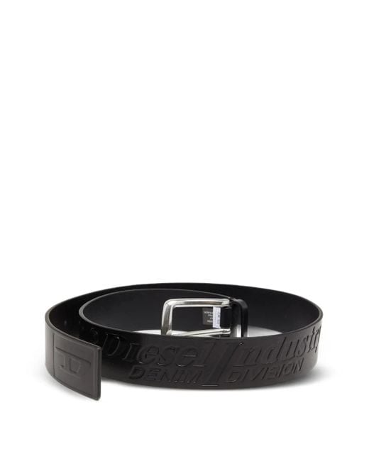 DIESEL Black B-Flag-D Logo-Embossed Belt for men