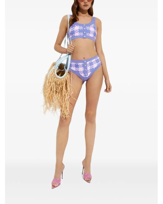 Beach Riot Blue Isle Pearl-Button Bikini Top