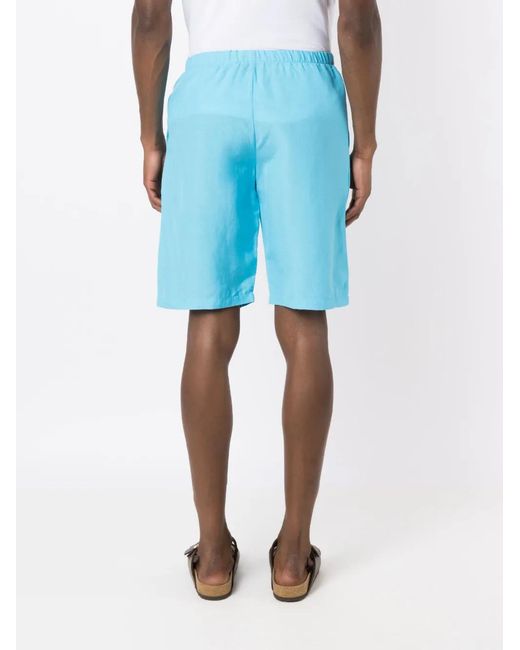 Amir Slama Blue Elasticated-Waistband Linen Shorts for men