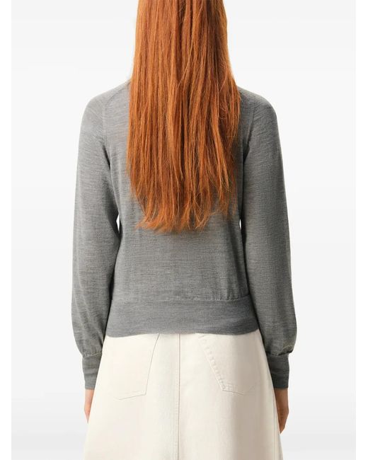 AMI Gray Ami De Coeur Wool Cardigan
