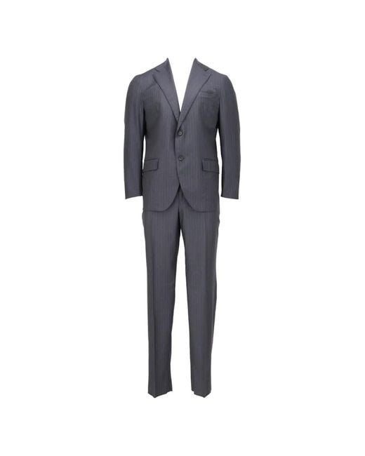 Isaia Blue Pinstripe-Pattern Tailored Suit for men