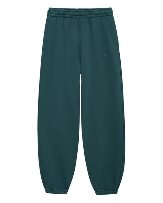 Anine Bing Green Monogram-Embroidered Track Pants