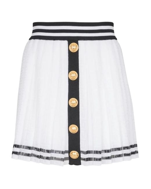 Falda corta plisada Balmain de color White