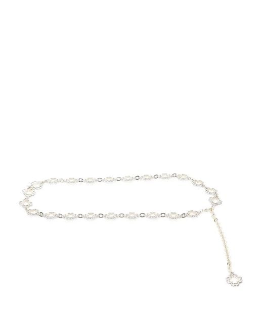 Maje White Two-Tone Clover Chain Belt
