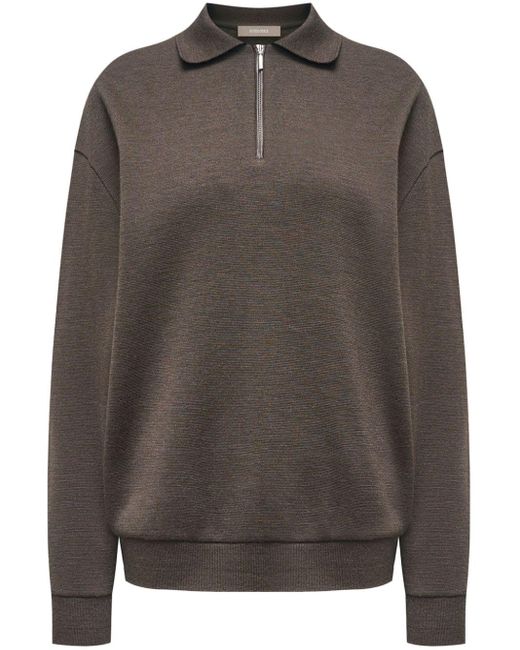 12 STOREEZ Brown Wool-blend Zip-up Sweatshirt