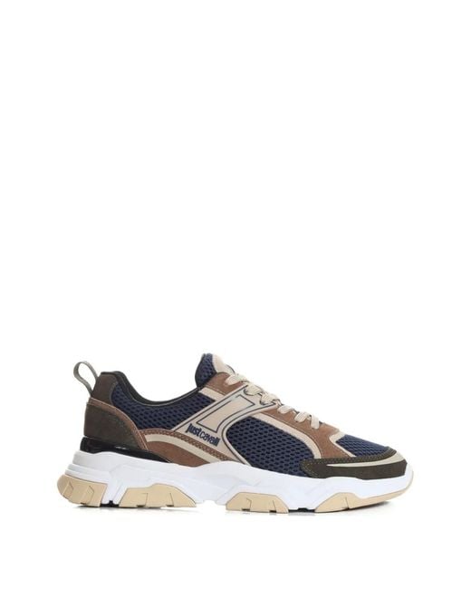 Just Cavalli White Textured Panelled Sneakers for men