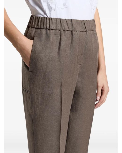 Peserico Brown Elasticated-Waist Trousers