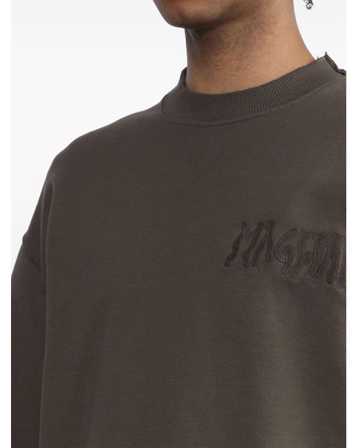 Magliano Gray Logo-embroidered Cotton T-shirt for men