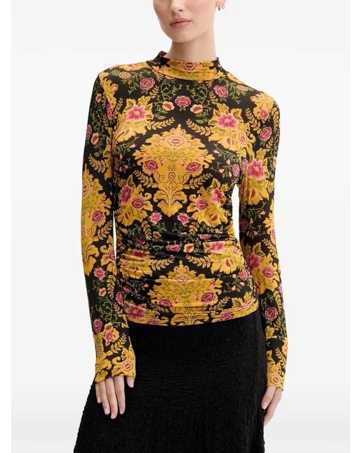 Farm Rio Black Floral-Pattern T-Shirt