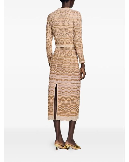 Sandro Natural Wave-Pattern Cardigan