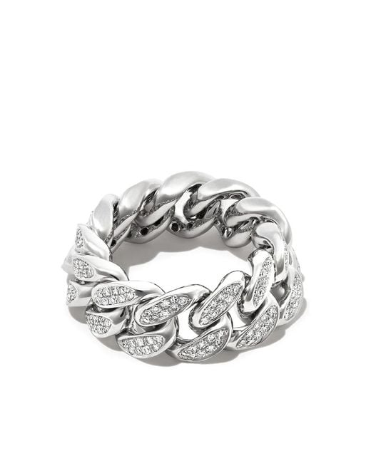 SHAY White 18K Diamond Flat-Link Ring for men