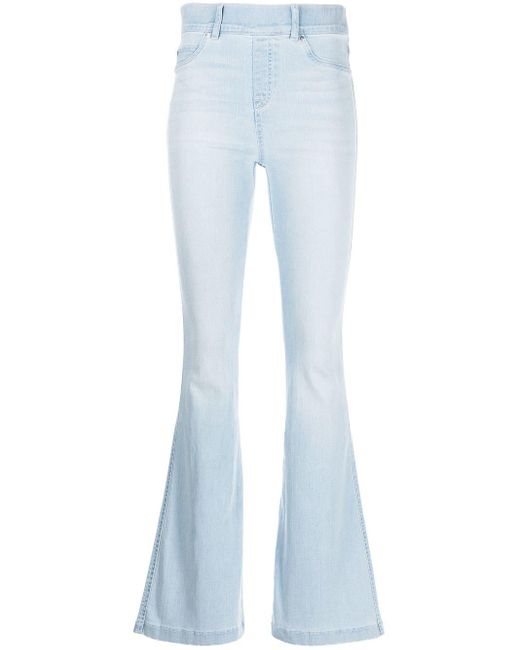 Spanx High-waisted Flared Trousers in Blue | Lyst
