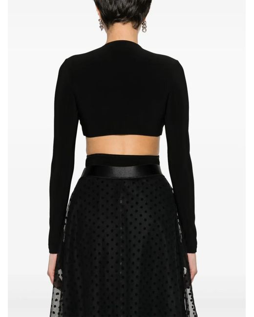 Nissa Black Cut-Out Long-Sleeve Bodysuit