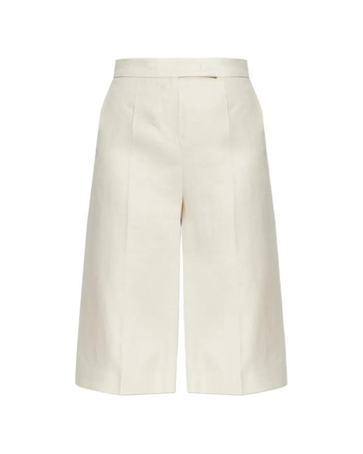 Max Mara Linnen Shorts in het White
