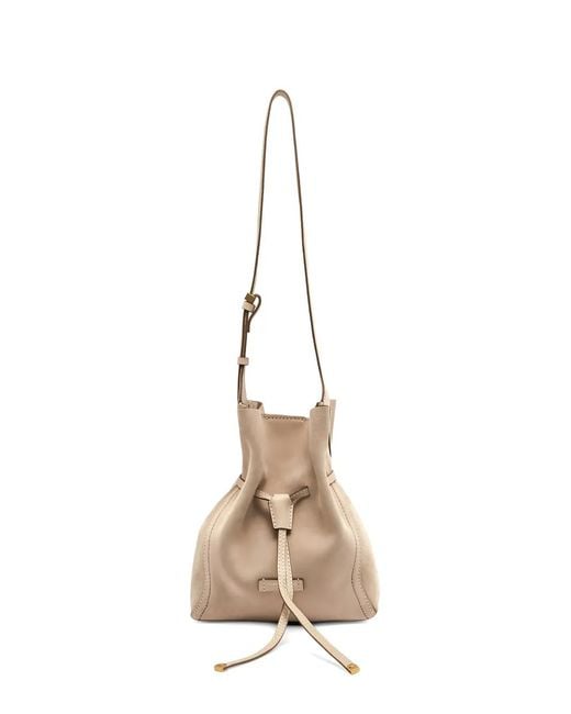 Gianni Chiarini Natural Small Sienna Drawstring Suede Bucket Bag