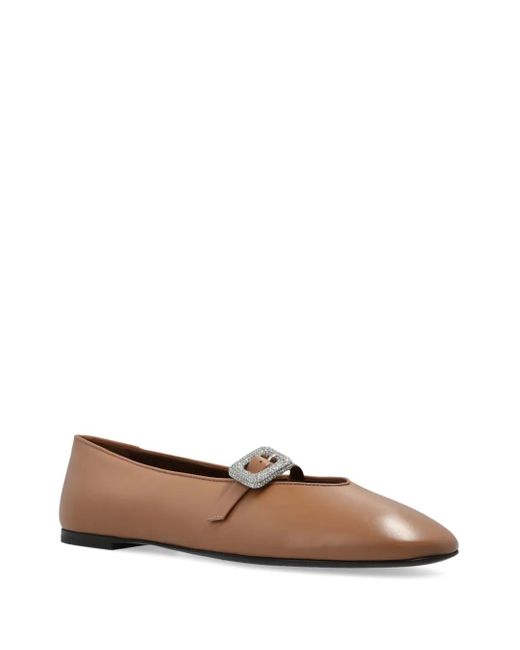 Giuseppe Zanotti Brown Georgia Buckle Ballet Flats