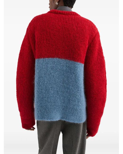 Jil Sander Red Colourblock Sweater for men