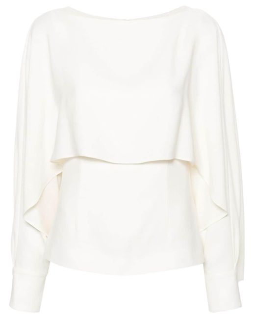 Roland Mouret White Draped crepe blouse