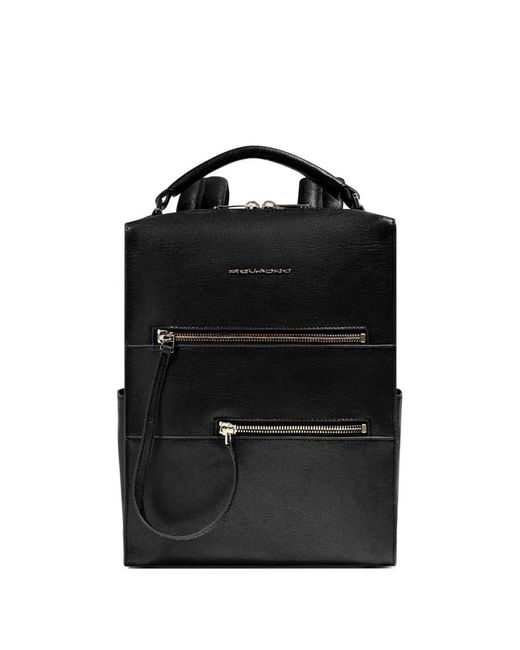 Piquadro Black Ipad Leather Backpack