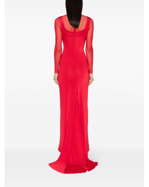 Atu Body Couture Red High Neck Panelled Gown
