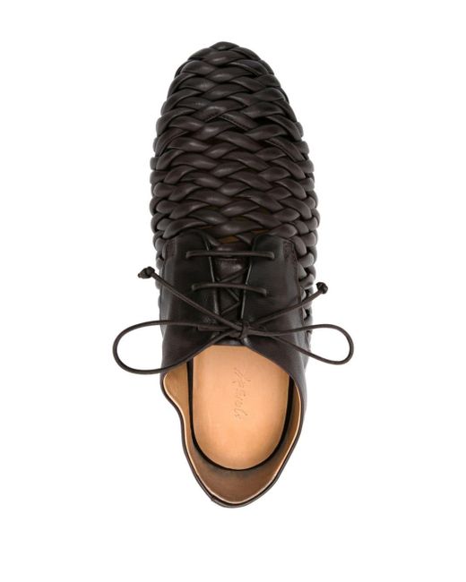 Marsèll Black Steccoblocco Woven-leather Derby Shoes for men