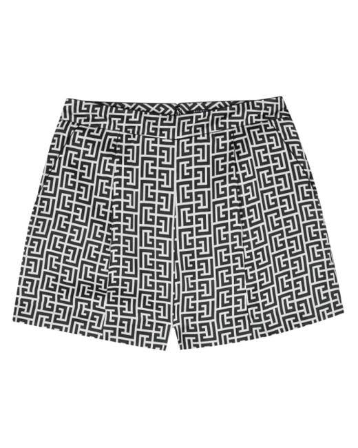 Pantalones cortos con estampado del monograma Balmain de color Black