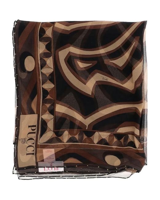 Emilio Pucci Red Printed Silk Scarf