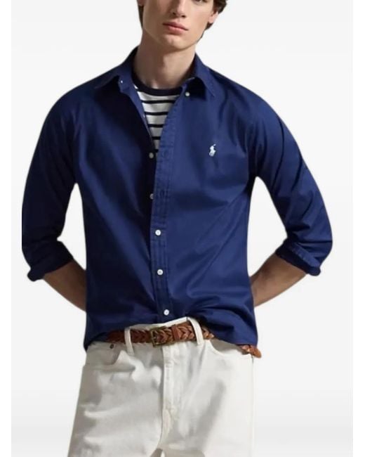 Polo Ralph Lauren Blue Custom-Fit Twill Shirt for men