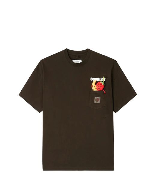 Doublet Black Character-Patch Chest-Pocket T-Shirt for men