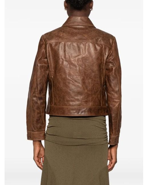 Nili Lotan Brown Susannah Leather Flap-Pocket Jacket
