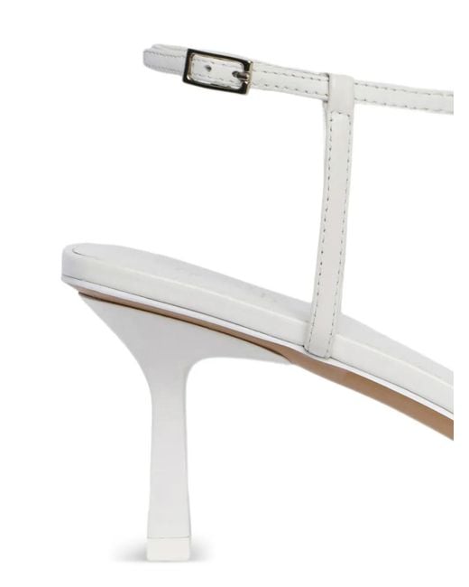 12 STOREEZ White Ankle-Strap Leather Sandals