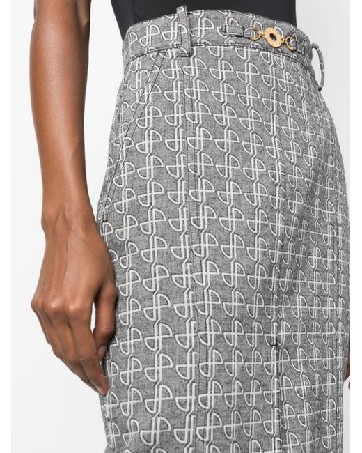 Patou Midi-Rok Met Split in het Gray