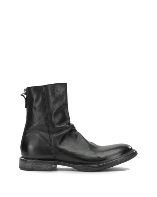 Moma Black Rear-Zip Leather Boots for men