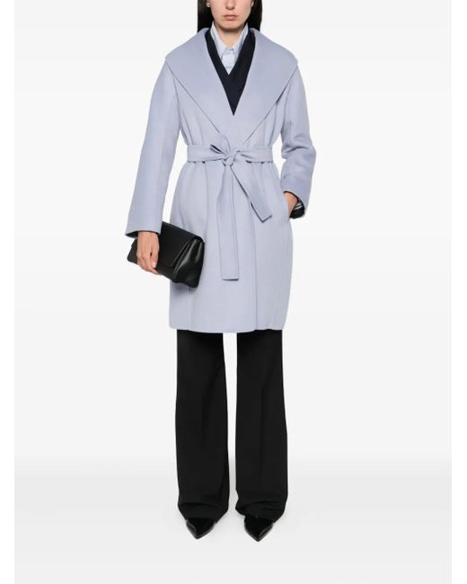 Max Mara Blue Belted Wrap Coat