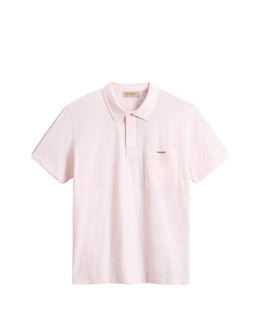 Woolrich Pink Slub Pocket Polo Shirt for men