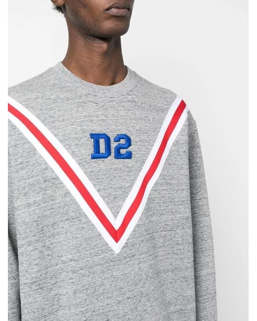 DSquared² Gray Logo-Embroidered Cotton Sweatshirt for men