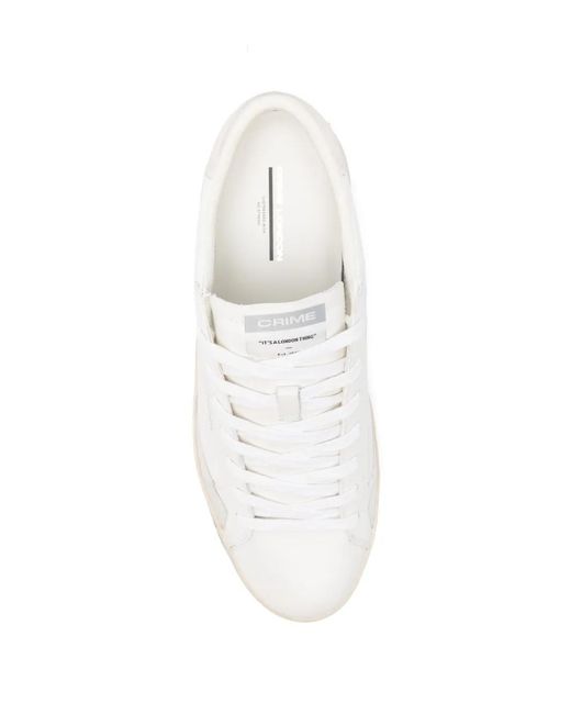 Crime London White Distressed Leather Sneakers for men