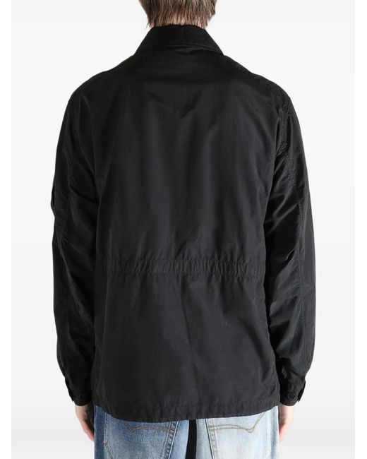 C P Company Black Buttoned Multi-Pocket Jacket for men