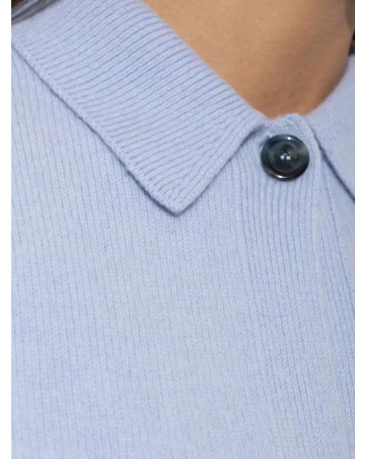 Haikure Blue Button-Collar Wool Sweater