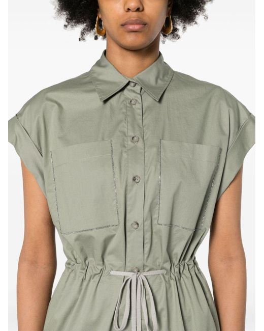 Peserico Green Bead-detail Shirt Dress