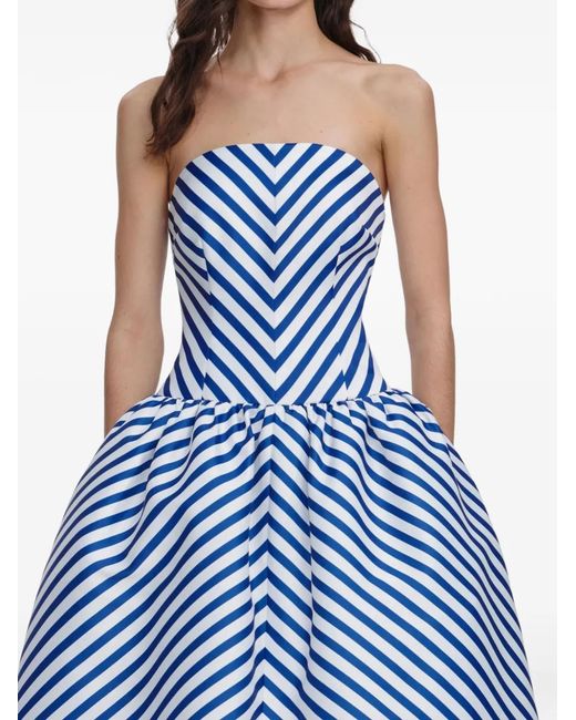 Self-Portrait Blue Stripe Strapless Midi Dress