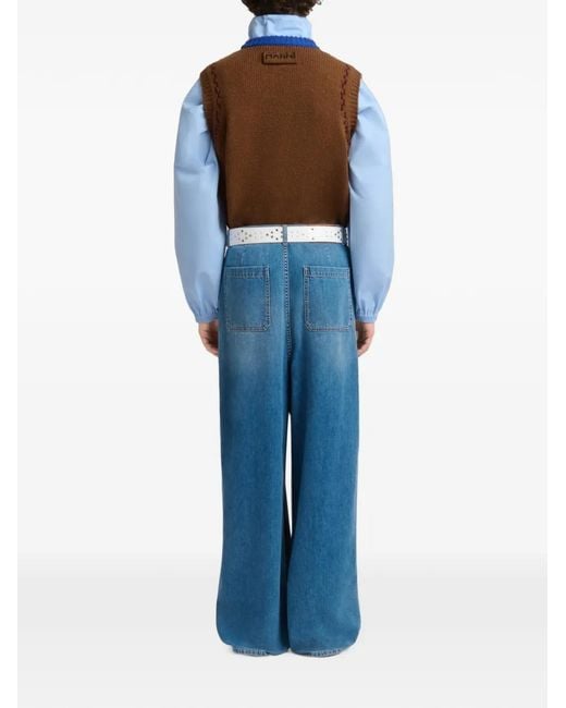 Marni Blue Denim Trousers With Double Pleats for men