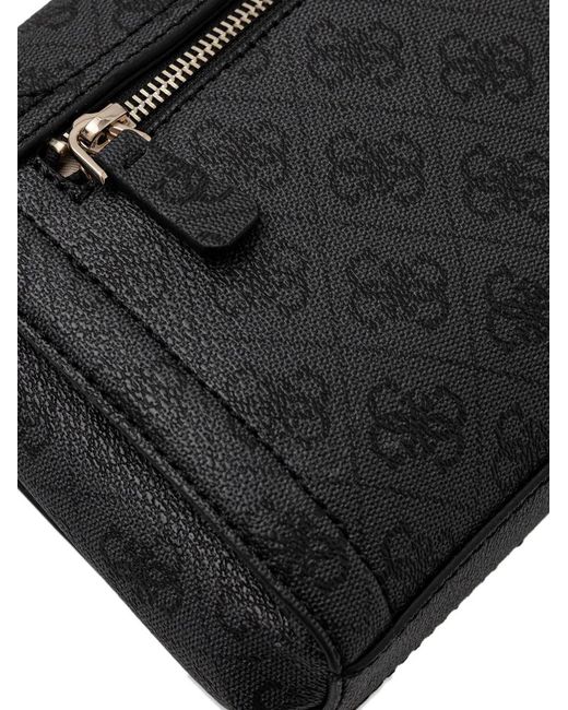 Guess Black Monogram-Pattern Satchel Bag