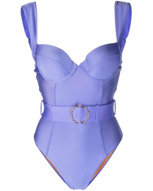 Noire Swimwear Blue Belted One Piece Swimsuit