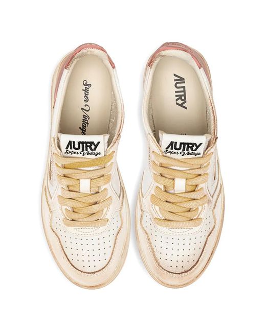 Autry White Medalist Low Super Vintage Sneakers With Metallic Leather Shoes