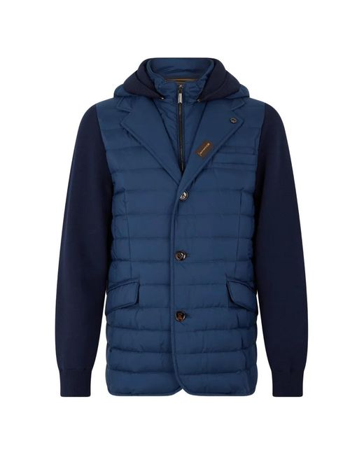 Moorer Blue Padded Hooded Jacket for men