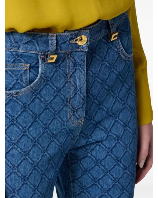 Elisabetta Franchi Blue Jeans mit durchgehendem Rauten-Print