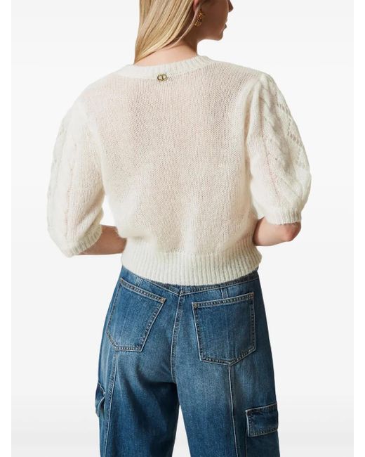 Twinset White Lace-Detailing Jumper