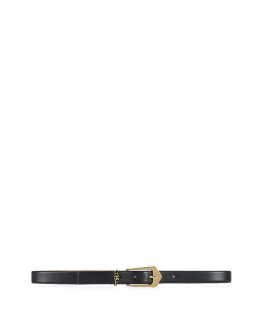 Elisabetta Franchi White Leather Belt With Logo Details