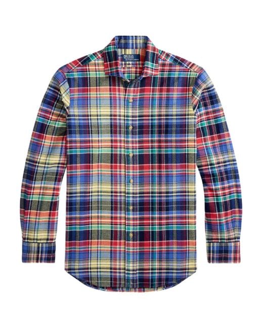 Polo Ralph Lauren Checked Long-Sleeve Shirt in Blue for Men | Lyst